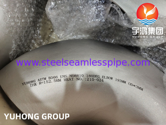 B16.9 Buttweld Nickel-Legierung der Fittings-ASTM B366 Incoloy 800H 180 Grad-Ellbogen