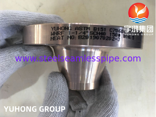 ASTM B151 C70600 1-1/4&quot; SCH40 #150 WN Kupfernickelflächen ASME B16.5