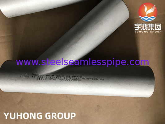 ASTM A815 UNS S31803 Duplex-Stahlrohrverbindung 45° Y seitliche Tee