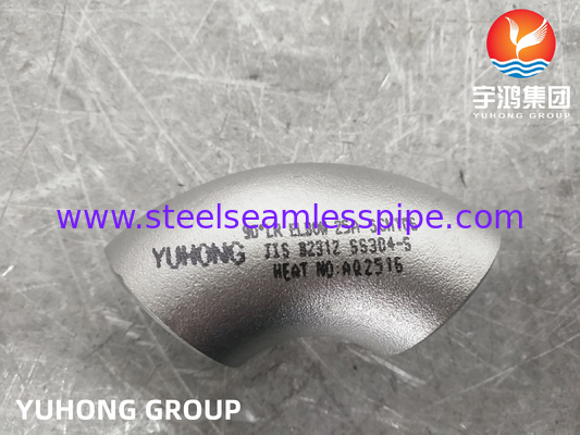 JIS B2312 SS304-S Edelstahl Butt Weld Fittings 45° 90° LR Ellbow