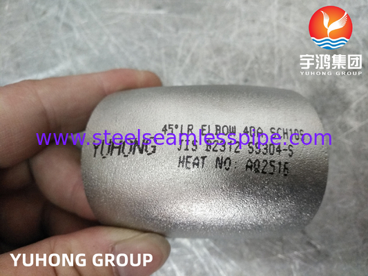 JIS B2312 SS304-S Edelstahl Butt Weld Fittings 45° 90° LR Ellbow