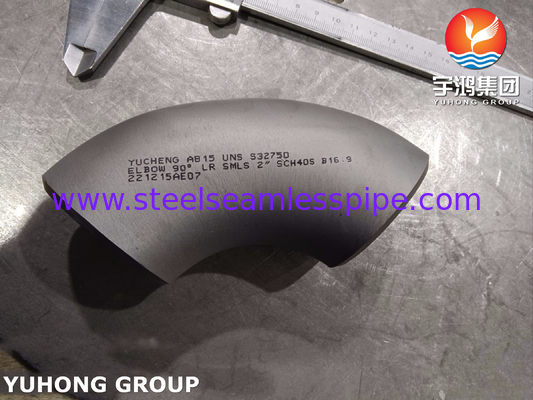ASTM A815 UNS S32750 Super-Duplex-Rohrmaterial aus Edelstahl 90° LR Ellenbogen
