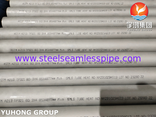 ASTM A213 ASME SA213 TP321 TP321HTubos sem costura de aço inoxidável Spessura Recozido em conserva Termina Simples Trocador de calor