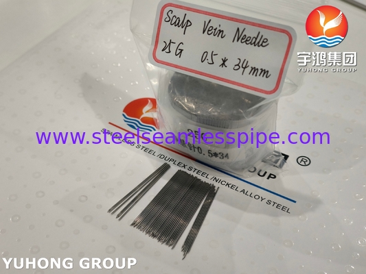 Intravenöse Injektionsnadelröhre aus medizinischem Edelstahl ISO9626 SUS304 25G 0,5*34MM