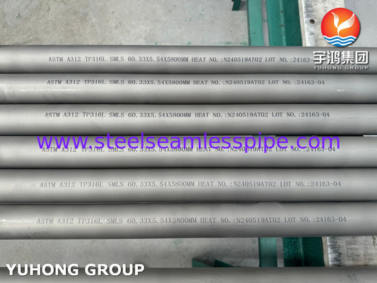 ASTM A312 TP316L Nahtlose Rohre aus Edelstahl mit Wirbelstrom Hydrostatische und Ultraschallprüfung für petrochemische Anwendungen