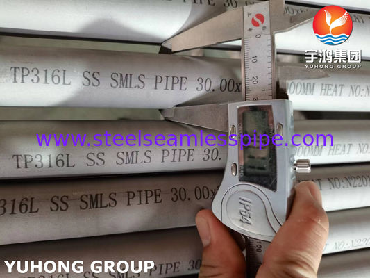 ASTM A312 TP316L Nahtlose Rohre aus Edelstahl mit Wirbelstrom Hydrostatische und Ultraschallprüfung für petrochemische Anwendungen