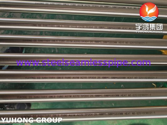 ASTM A270 TP304 Edelstahl helles gegossenes nahtloses Sanitärrohr für die Lebensmittelverarbeitung