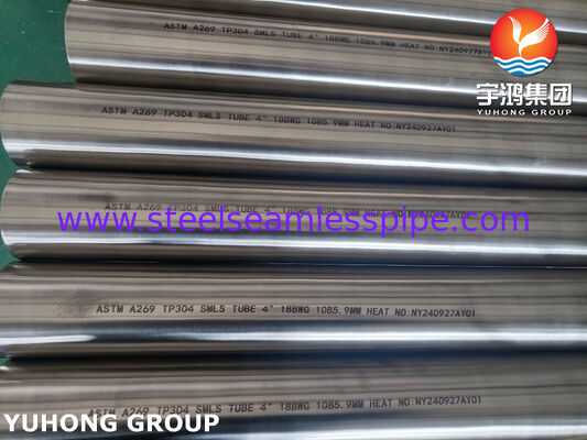 Blank geglühte ASTM A269 TP304 Edelstahl nahtlose Rohre für Verdampfer 4" 18BWG