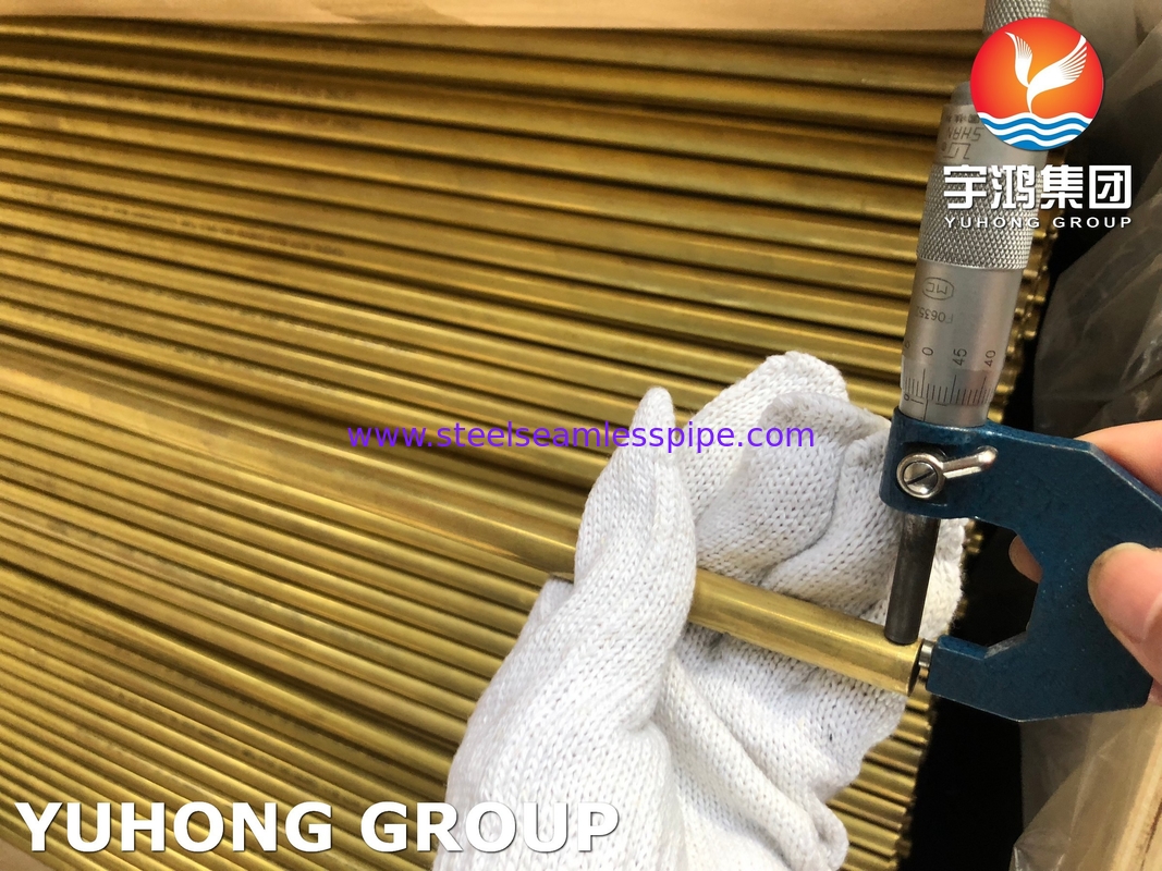 Kupferlegierung Messingrohr ASTM B111 C44300 C68700 C70600 25.4mm*1.245mm*12995mm Kondensator Luftkühler Heizkörper