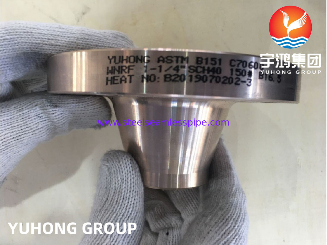 ASTM B151 C70600 1-1/4&quot; SCH40 #150 WN Kupfernickelflächen ASME B16.5