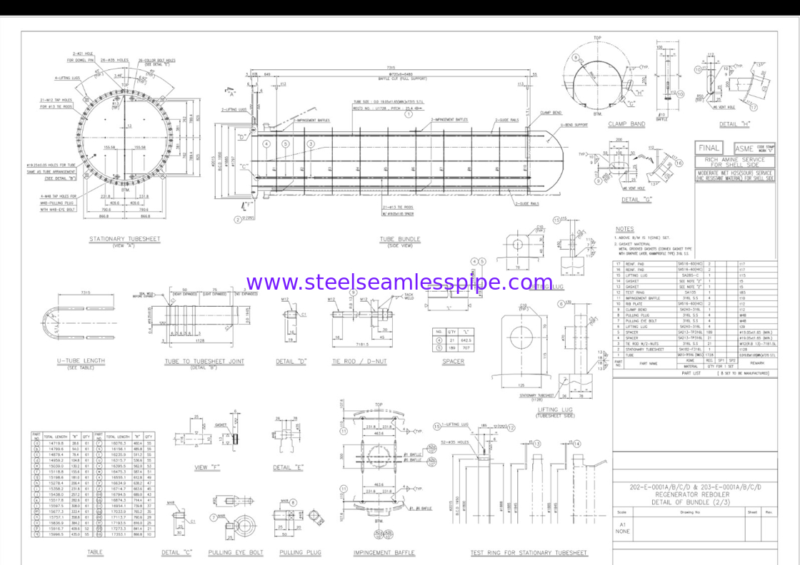 Edelstahlseamless U-Bend Tube SA213 TP316L Rohrbund für Regenerator Reboiler Ölraffinerie