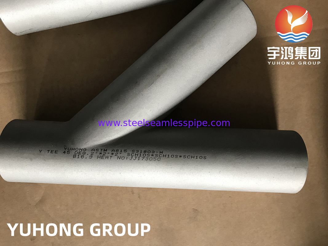 ASTM A815 UNS S31803 Duplex-Stahlrohrverbindung 45° Y seitliche Tee