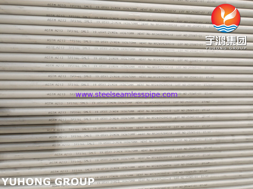 ASTM A213 TP316L nahtloses Rohr aus Edelstahl für Wärmetauscher, Kessel und Anwendungen mit hoher Korrosionsbeständigkeit