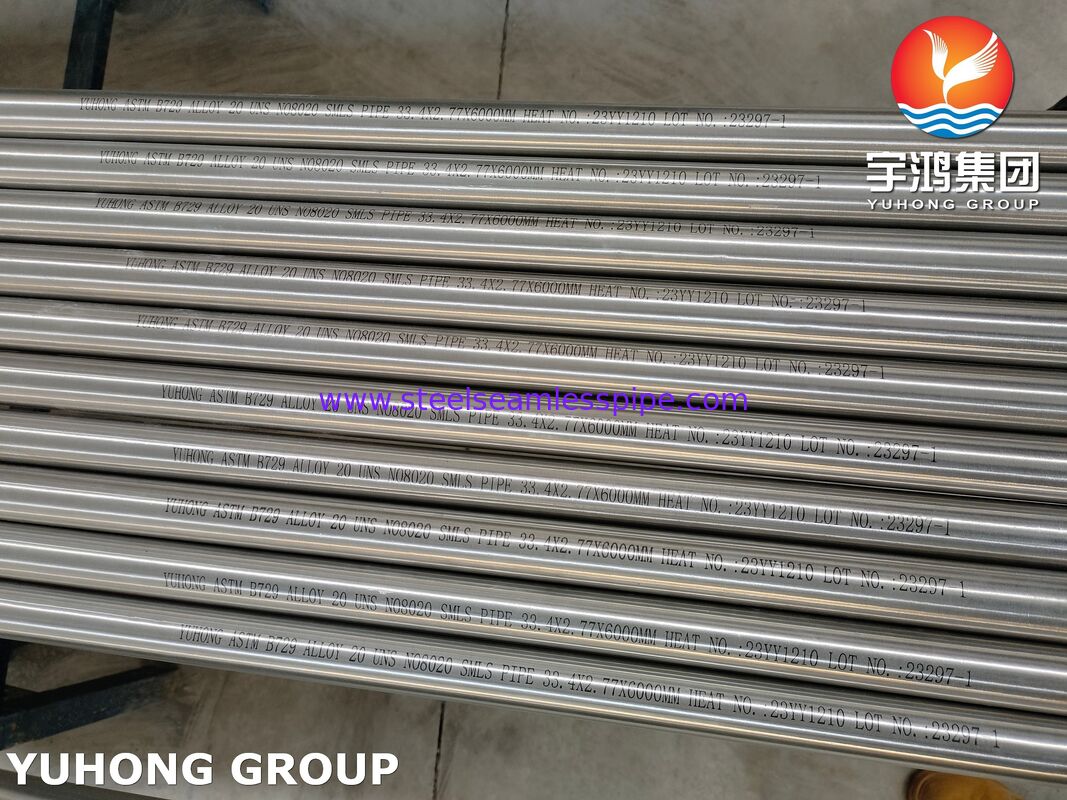 ASTM B729 Legierung 20 (UNS N08020) nahtloses Rohr, korrosionsbeständig für saure Umgebungen