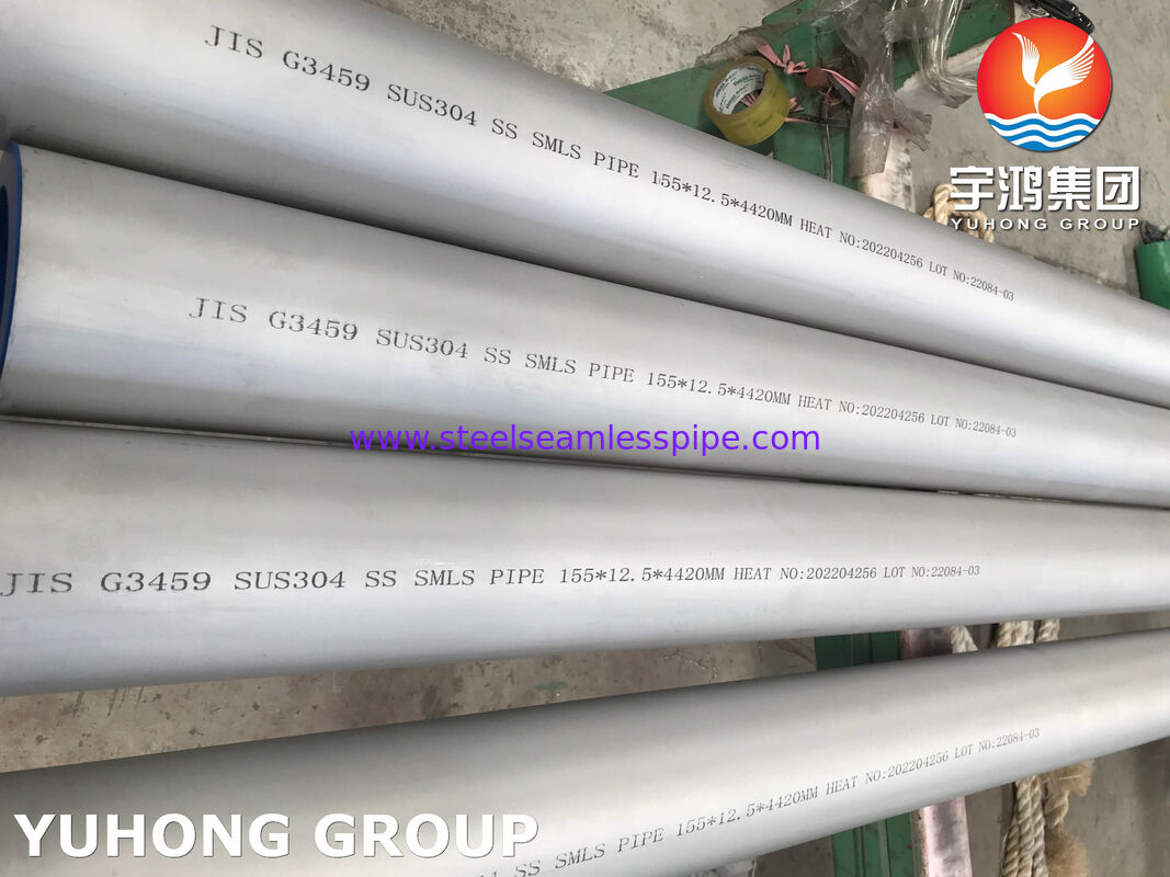 Edelstahl nahtloses Rohr JIS G3459 SUS304 Hohlprofil für allgemeine korrosive Anwendungen