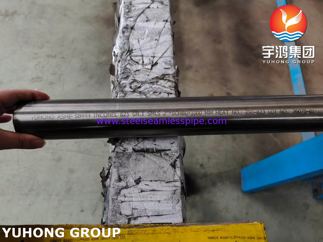 Nickellegierte Rohre ASME SB444 Inconel 625 GR.1 Nahtloser 2'*SCH80*1000MM Kessel und Druckbehälter