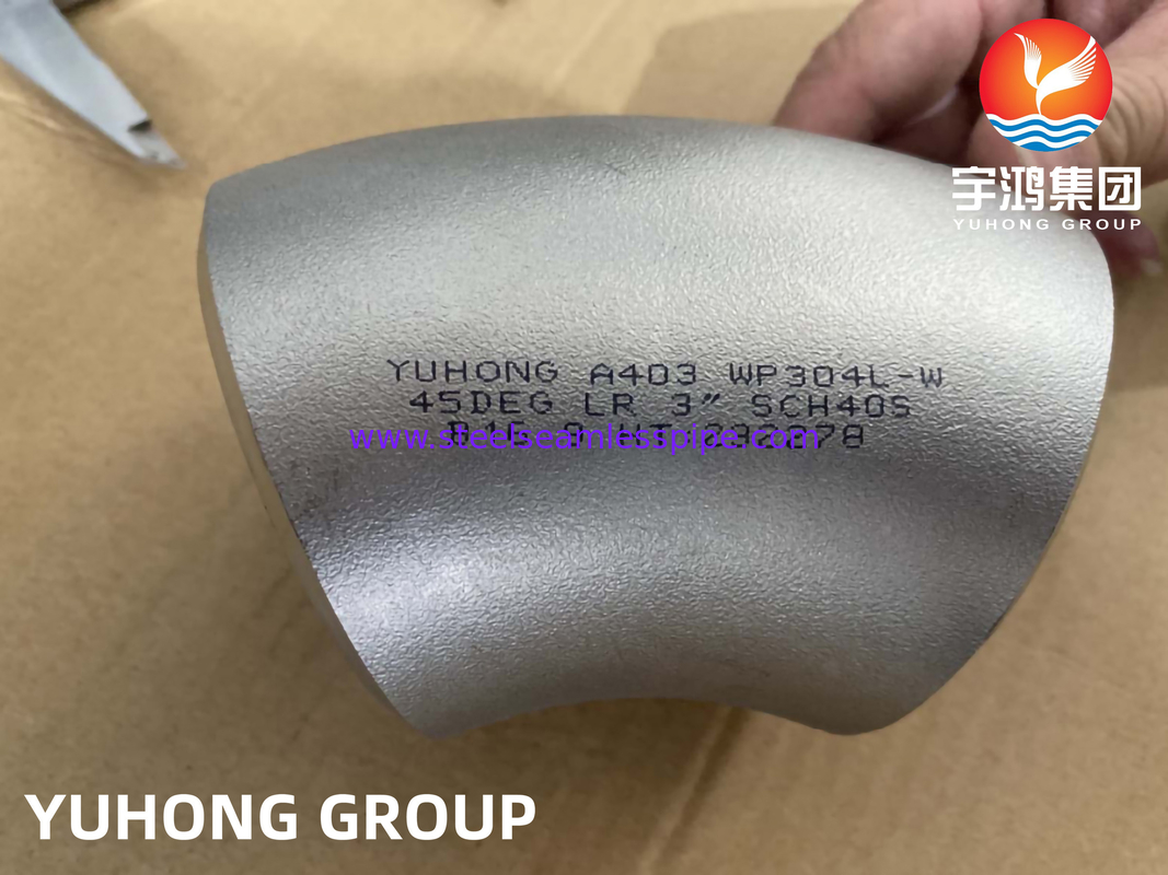 ASTM A403 WP304L 3 Zoll der 45 Grad-nahtloser Ellbogen-Kolben schweißte B16.9 für Stahlrohr