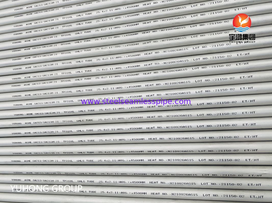 ASTM A213 TP316L kaltgewalztes nahtloses Edelstahlrohr für Hochtemperatur-Wärmetauscher mit Chloridkorrosionsbeständigkeit