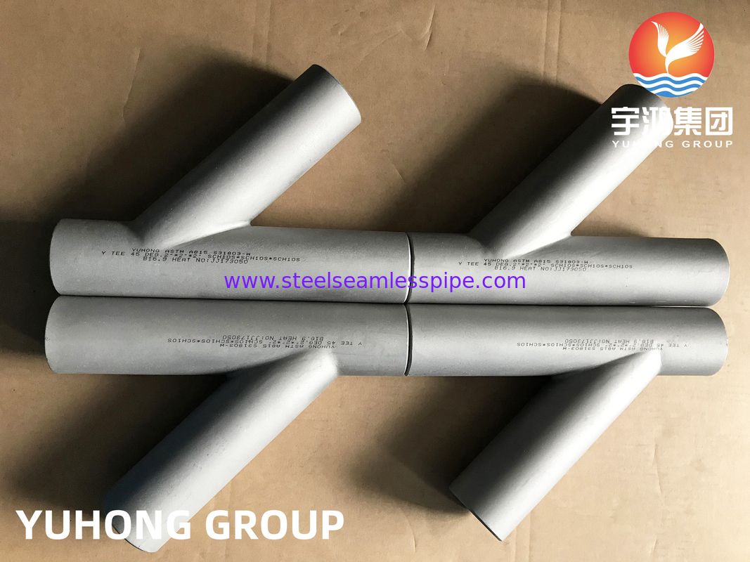 Duplexstahl ASTM A815 S31803, Y-Form Tee, Butt Weld Rohrbefestigung B16.9