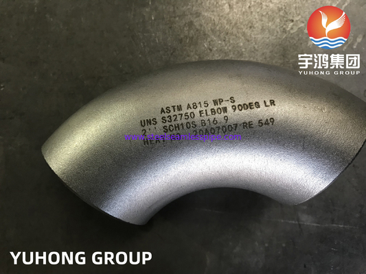 ASTM A815 WP-S UNS S32750 nahtloser Super-Duplex-Edelstahl 90° Ellenbogen LR B16.9