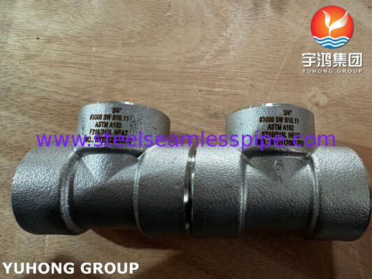 ASTM A182 F316L Edelstahl-Steckschlauch-Schweißbefestigungen B16.11 Schmiedebefestigungen SW Equal Tee
